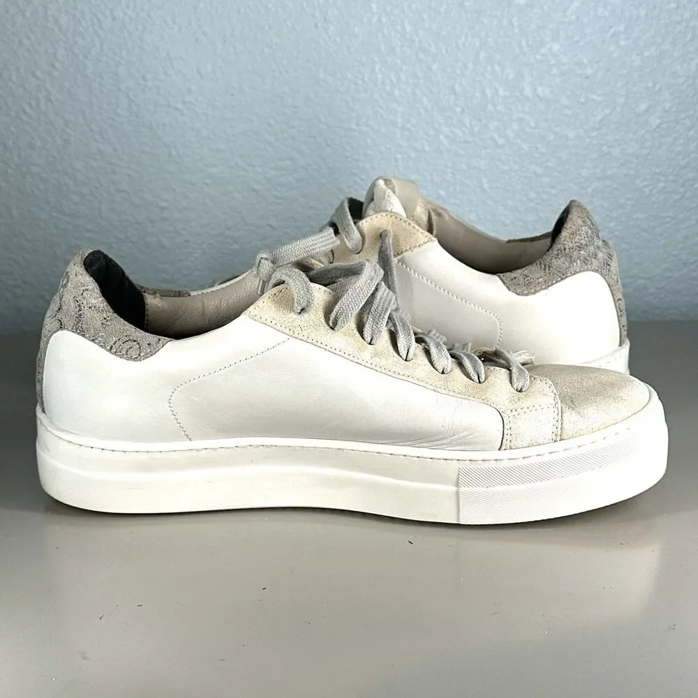 P448 Women Thea White Leather Grey Suede Sneakers Shoes Size 39 US 8.5 Italy - Picture 7 of 16